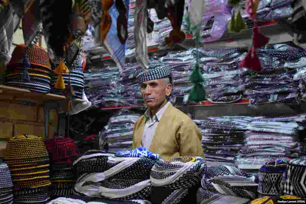 A store that sells traditional clothing inside the souq, in Irbil, Iraq.
