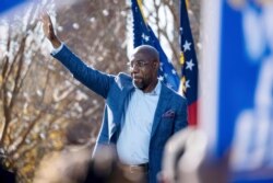 Democratic U.S. Senate challenger the Rev. Raphael Warnock during a rally Dec. 21, 2020 in Columbus, Ga.