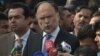 Pakistani Interior Minister Ahsan Iqbal (C) speaks to media in Islamabad, Pakistan, Oct. 2, 2017. Iqbal was among Pakistani officials who met with the U.S. National Security Council’s senior director for South and Central Asia, Lisa Curtis, in Islamabad this week.