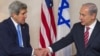 US Secretary of State John Kerry (L) and Israeli Prime Minister Benjamin Netanyahu shake hands as they deliver remarks to the media at the David Citadel Hotel in Jerusalem, Apr. 9, 2013.
